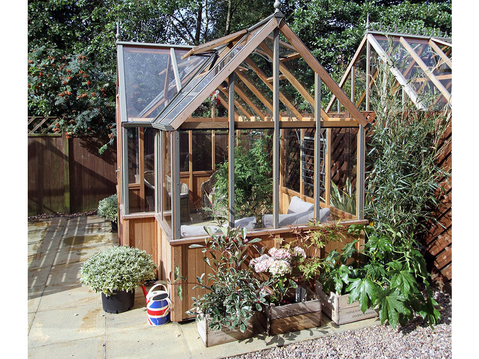 Alton Greenhouse | Durham T-Shaped Cedar Half-Boarded Greenhouse