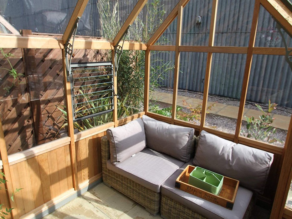 Alton Greenhouse | Durham T-Shaped Cedar Half-Boarded Greenhouse