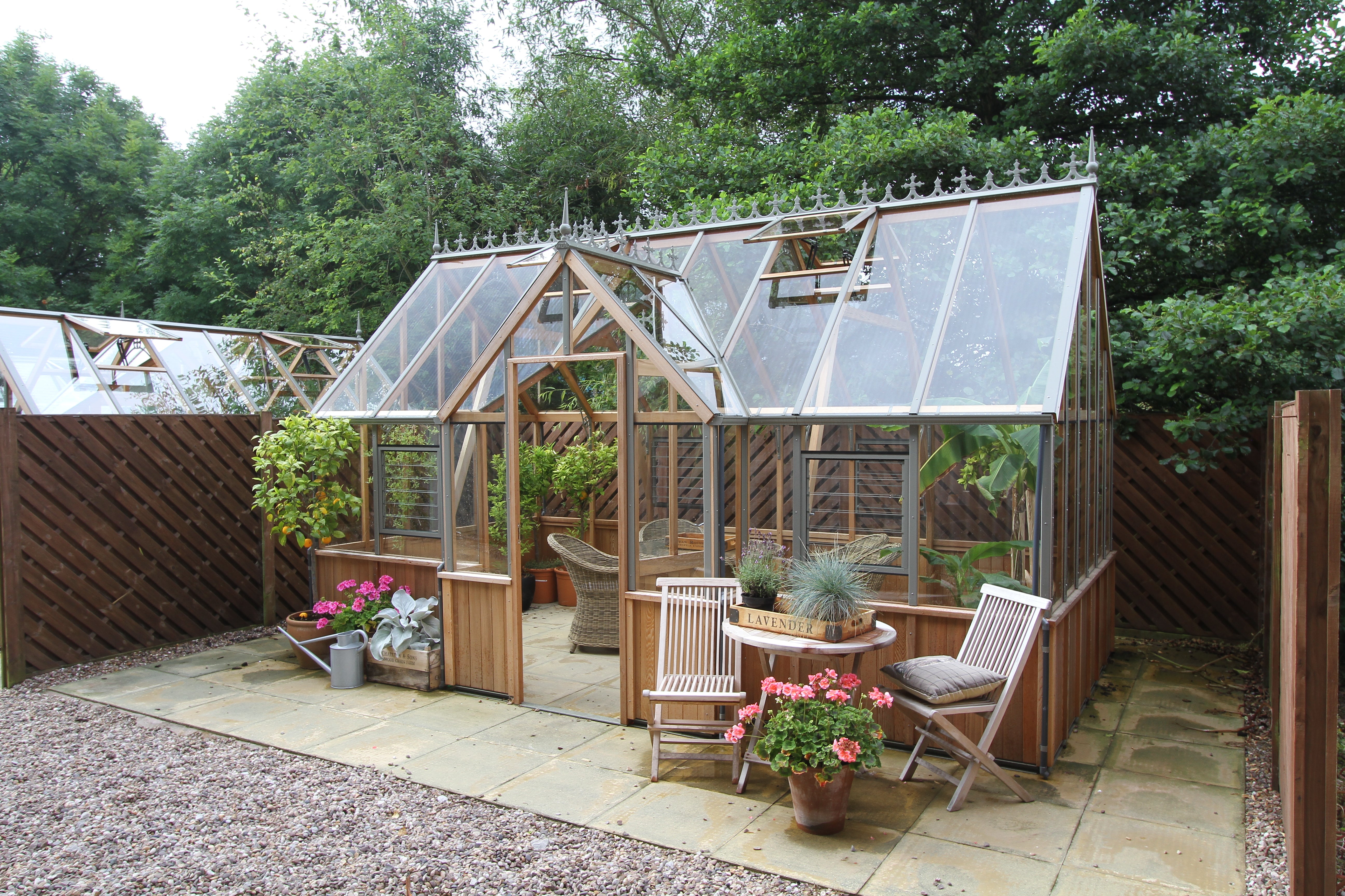 Alton Greenhouse | Cambridge T-Shaped Cedar Half-Boarded Greenhouse