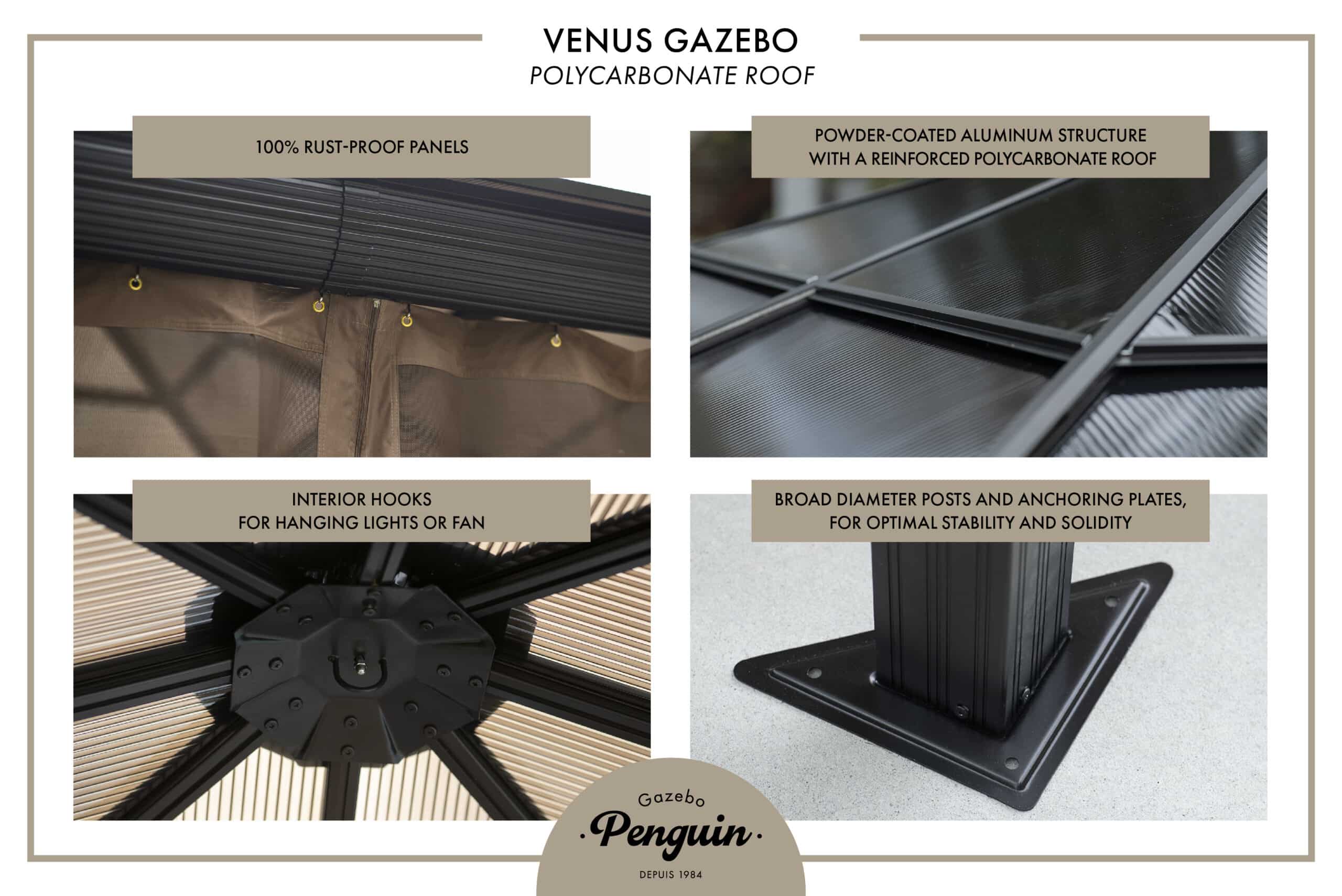 Gazebo Penguin Venus Gazebo 12'x14' Polycarbonate Roof