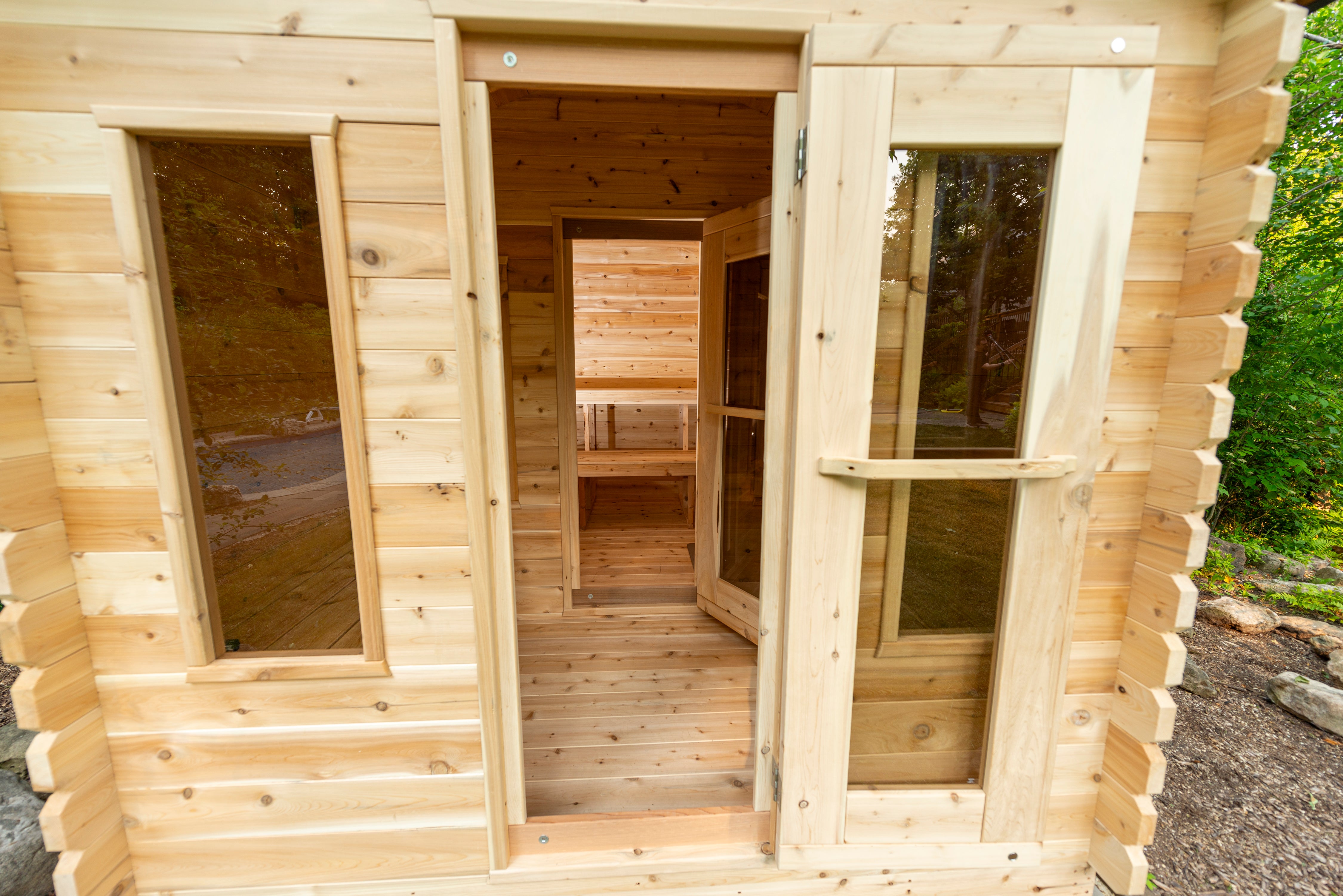 Leisurecraft CT Georgian Cabin Sauna with Changeroom Woodburning