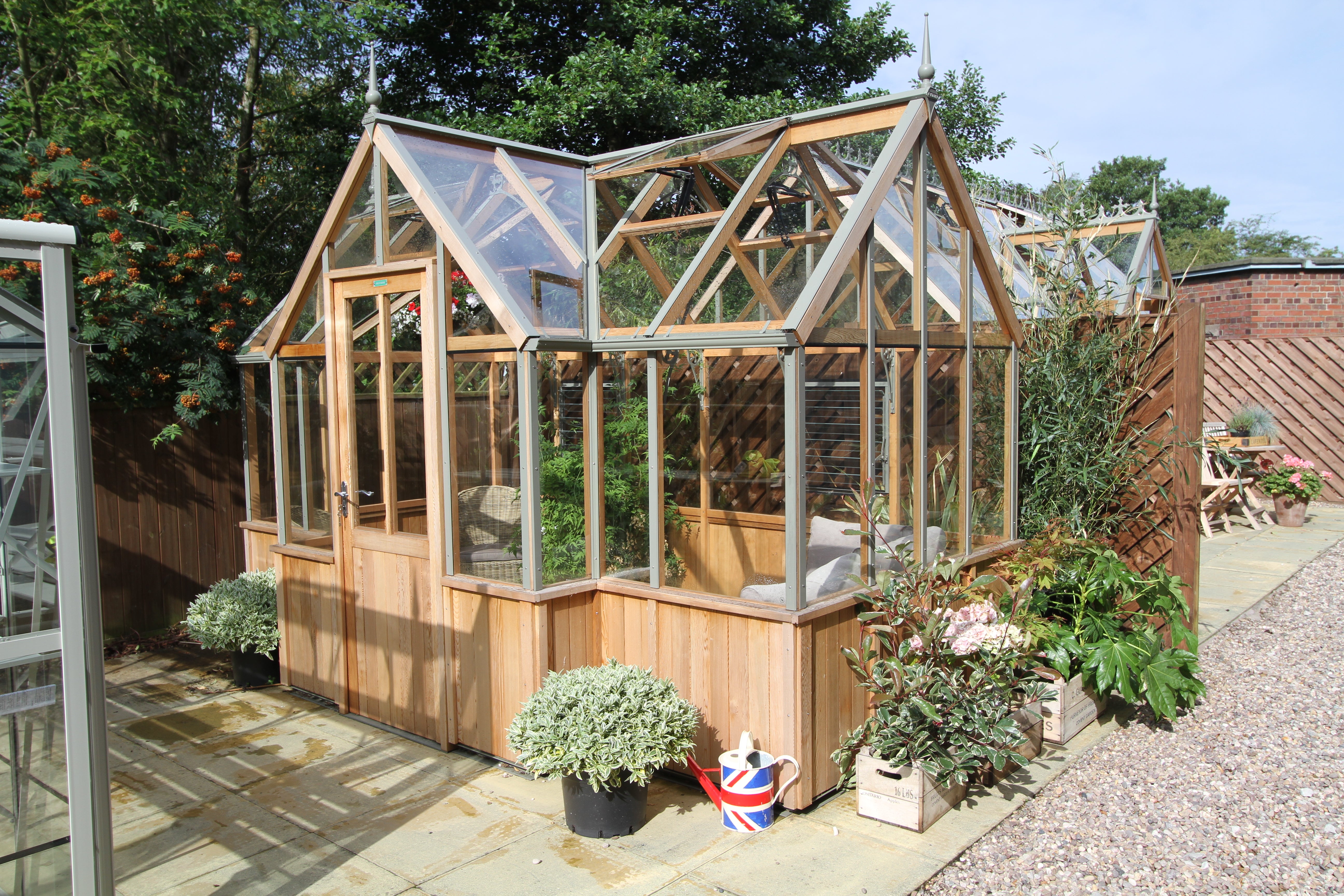 Alton Greenhouse | Durham T-Shaped Cedar Half-Boarded Greenhouse