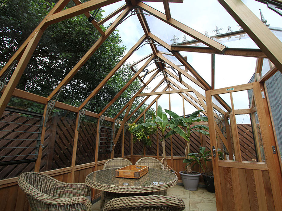 Alton Greenhouse | Cambridge T-Shaped Cedar Half-Boarded Greenhouse