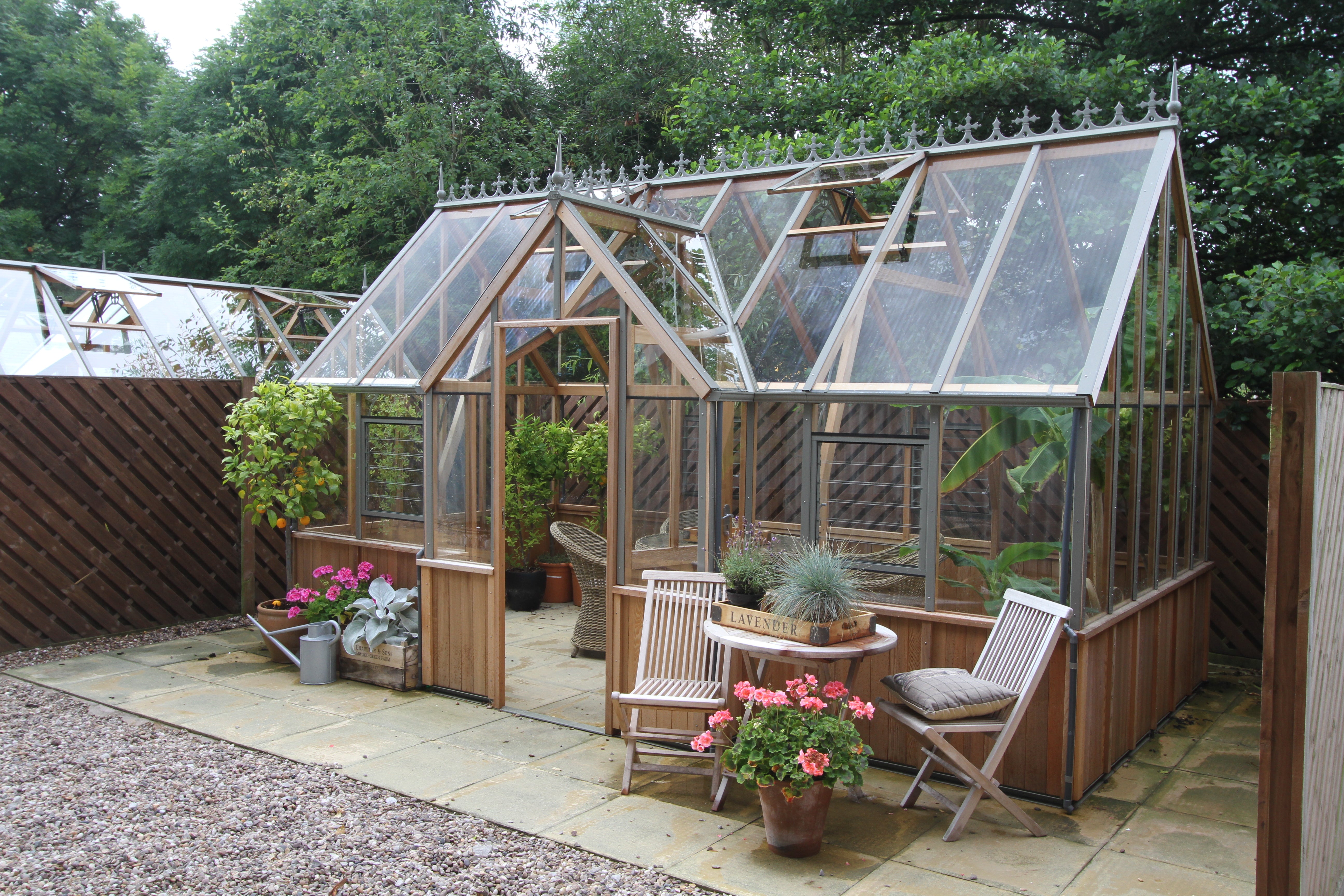 Alton Greenhouse | Cambridge T-Shaped Cedar Half-Boarded Greenhouse