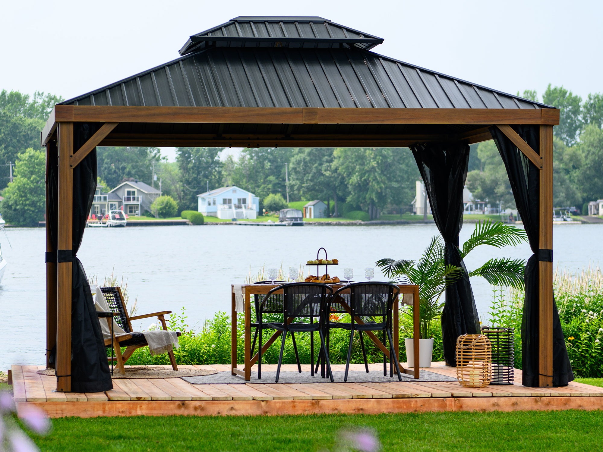 Gazebo Penguin Yosemite Gazebo 10'x12' Aluminum Frame Wood Finish