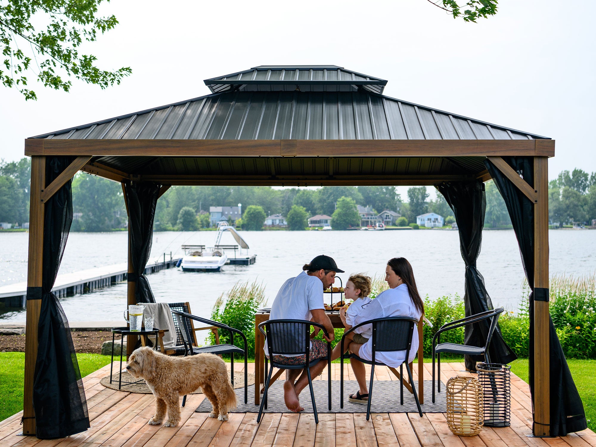 Gazebo Penguin Yosemite Gazebo 10'x12' Aluminum Frame Wood Finish