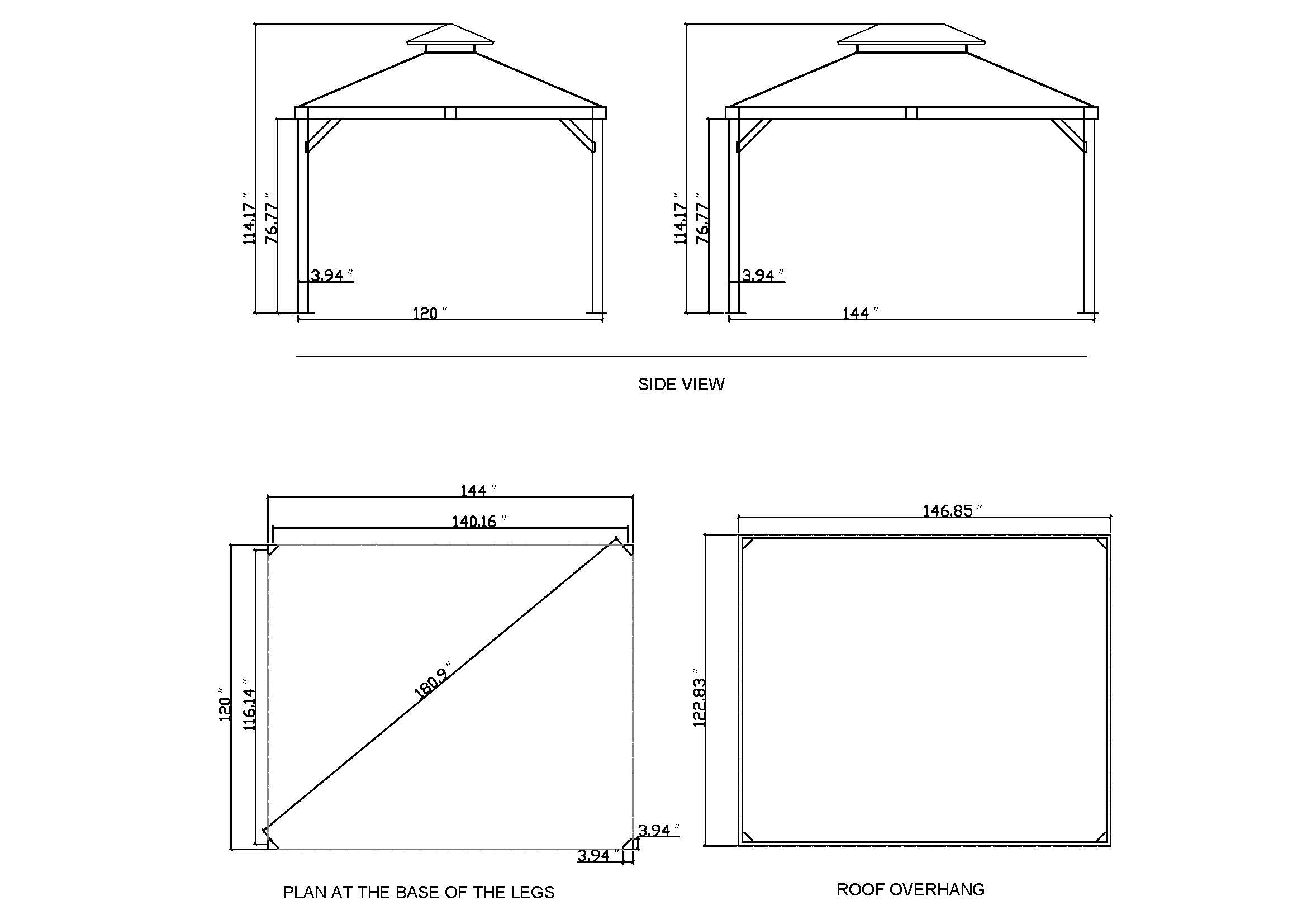 Gazebo Penguin Yosemite Gazebo 10'x12' Aluminum Frame Wood Finish