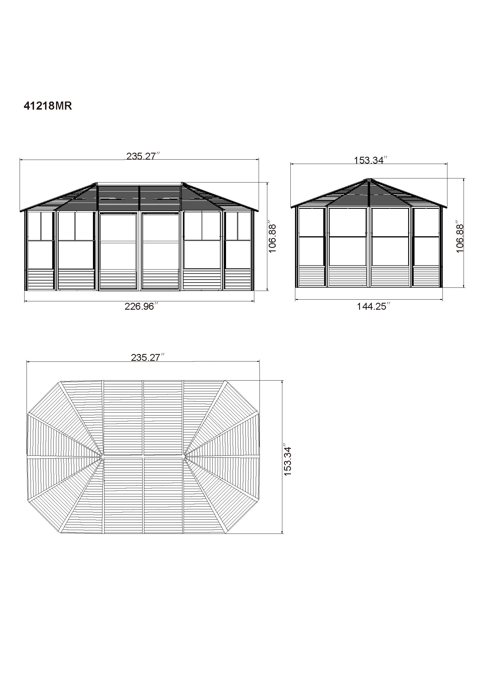 Gazebo Penguin Florence Solarium 12' x 18' Metal Roof