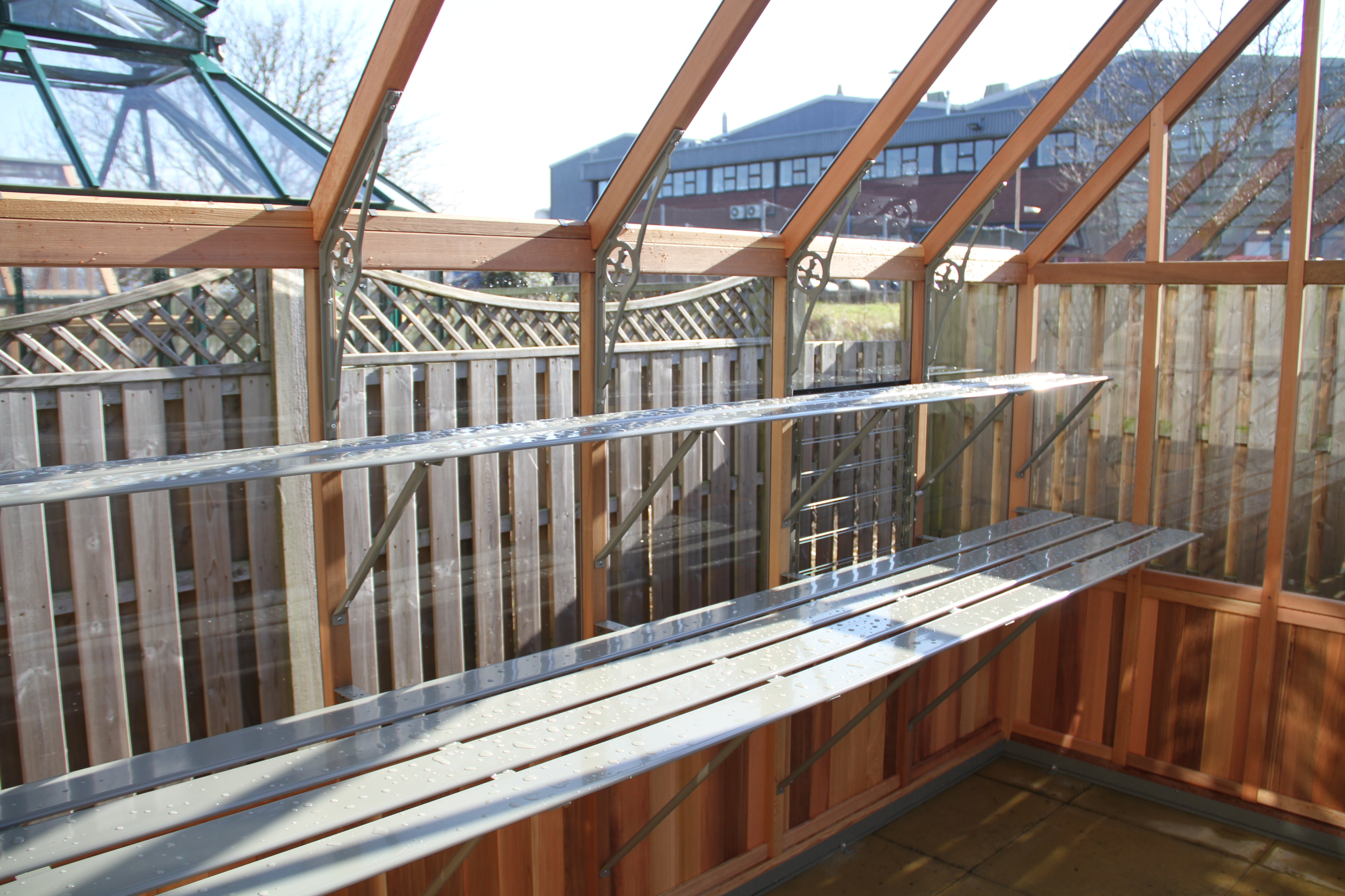 Alton Greenhouse | Durham T-Shaped Cedar Half-Boarded Greenhouse