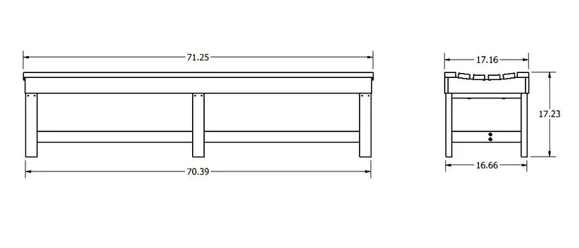 Sequoia Professional Blue Ridge Commercial Grade Backless Bench 6ft.