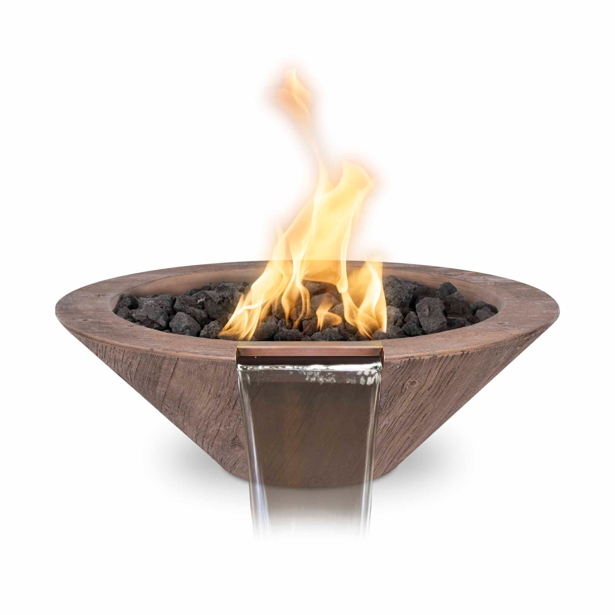 The Outdoor Plus Cazo Fire & Water Bowl - GFRC Wood Grain