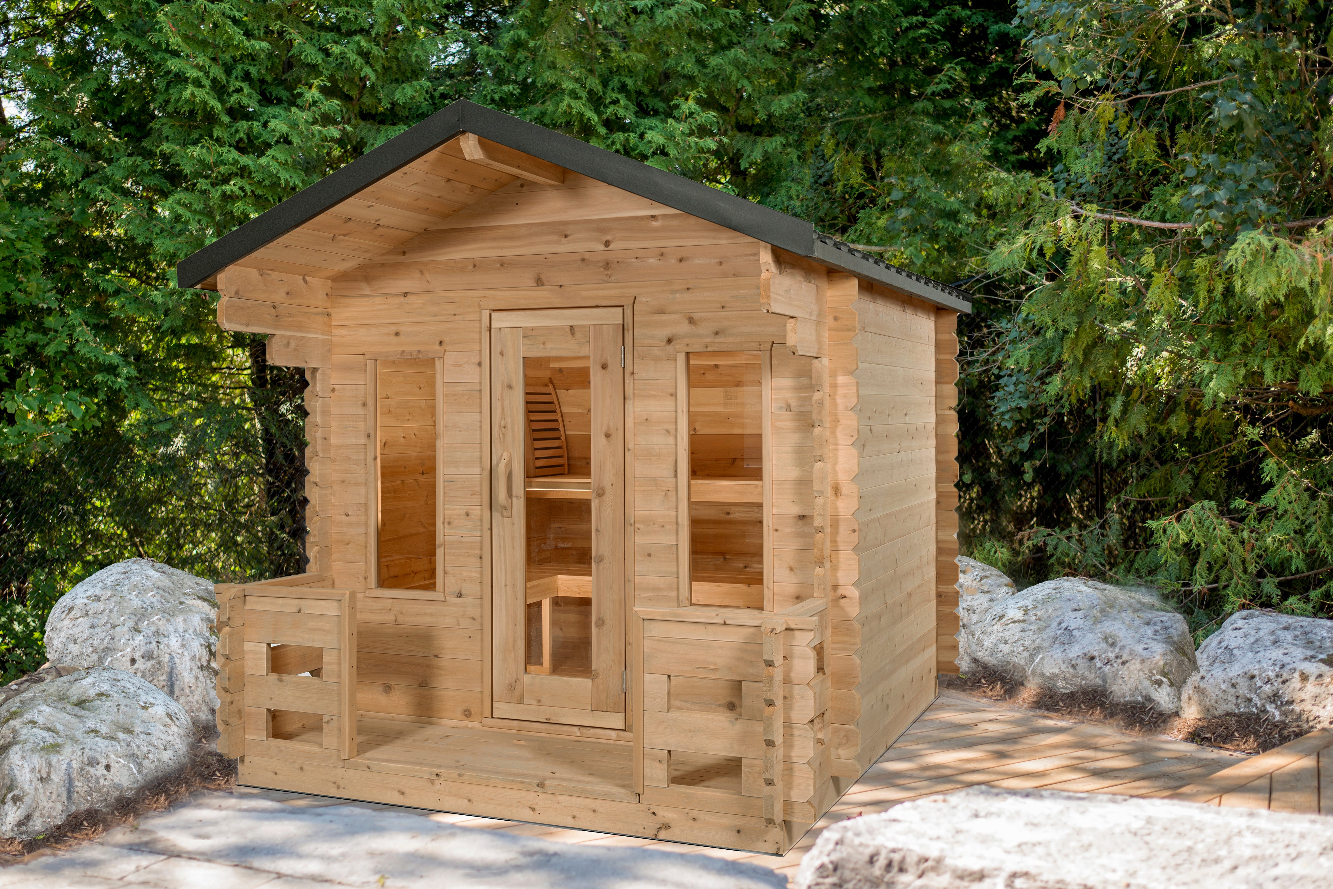 Leisurecraft CT Georgian Cabin Sauna with Built-In Front Porch