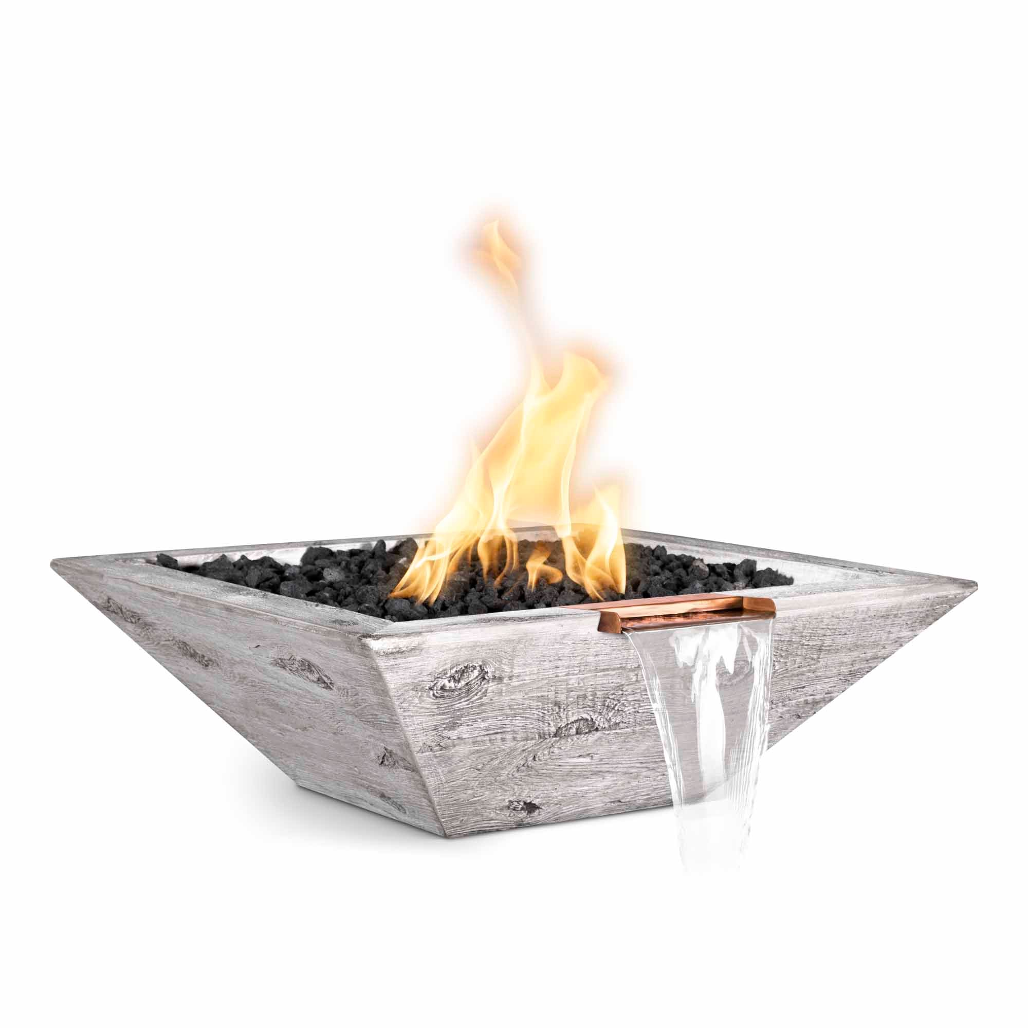 The Outdoor Plus Maya Fire & Water Bowl - GFRC Wood Grain