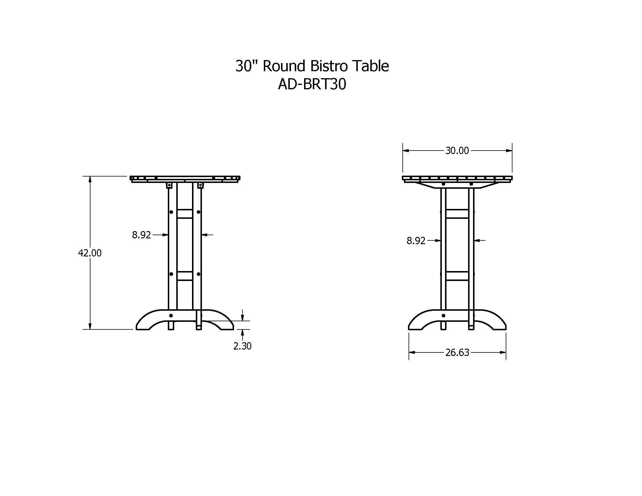 Sequoia Professional Homestead 30" Diameter Bistro Table Bar Height