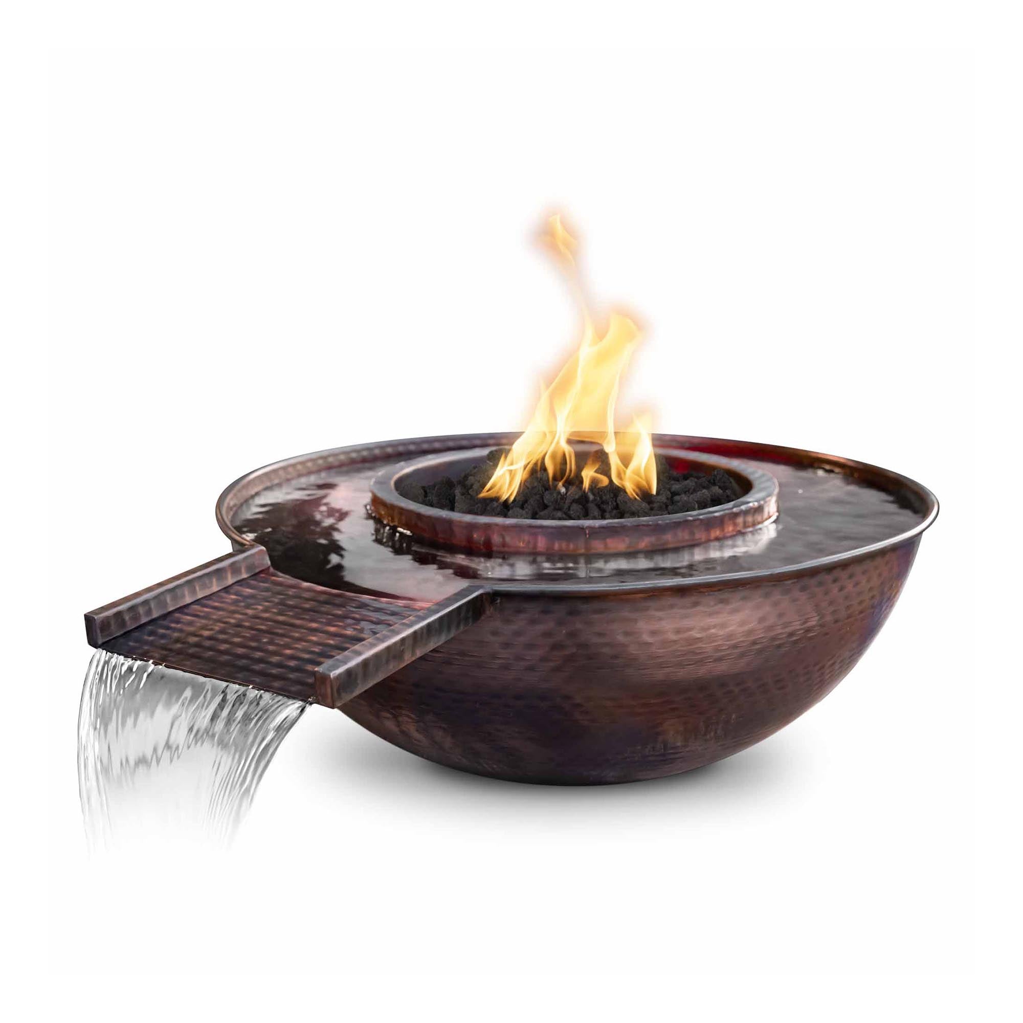 The Outdoor Plus Sedona Fire & Water Bowl Gravity Spill - Hammered Copper