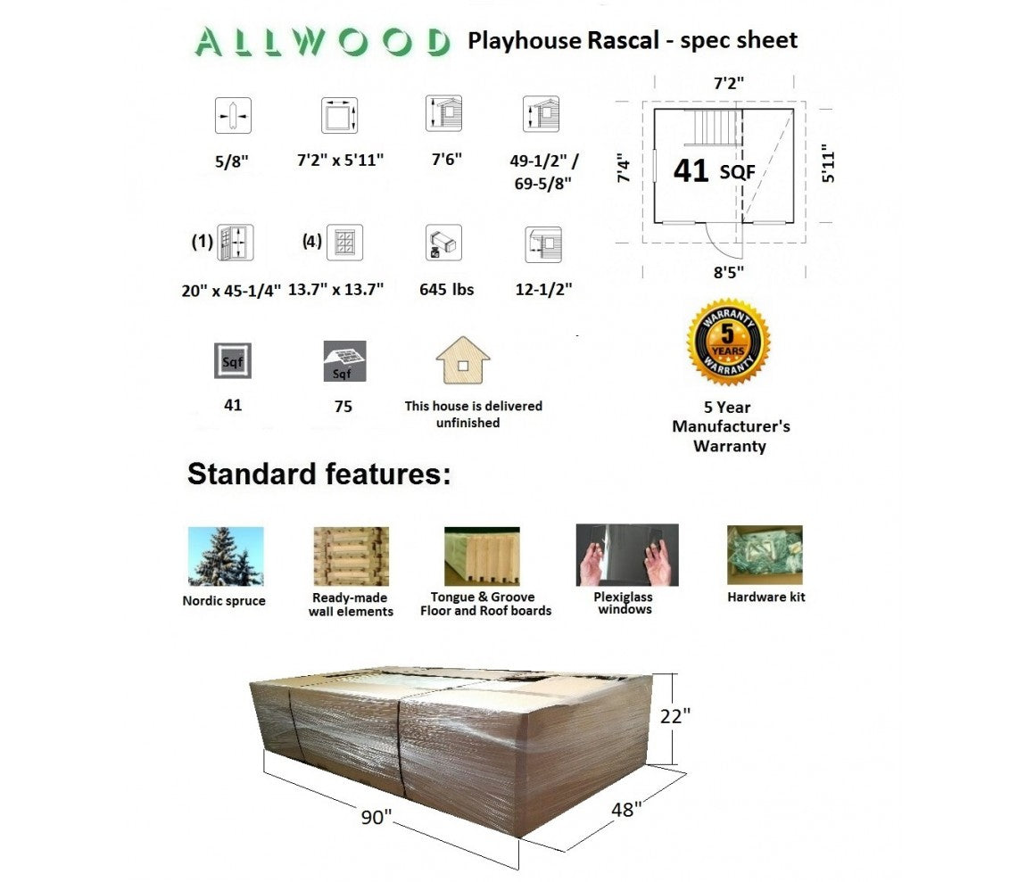 Allwood | Playhouse Rascal | 41 Sqf + 25 Sqf Mini Loft
