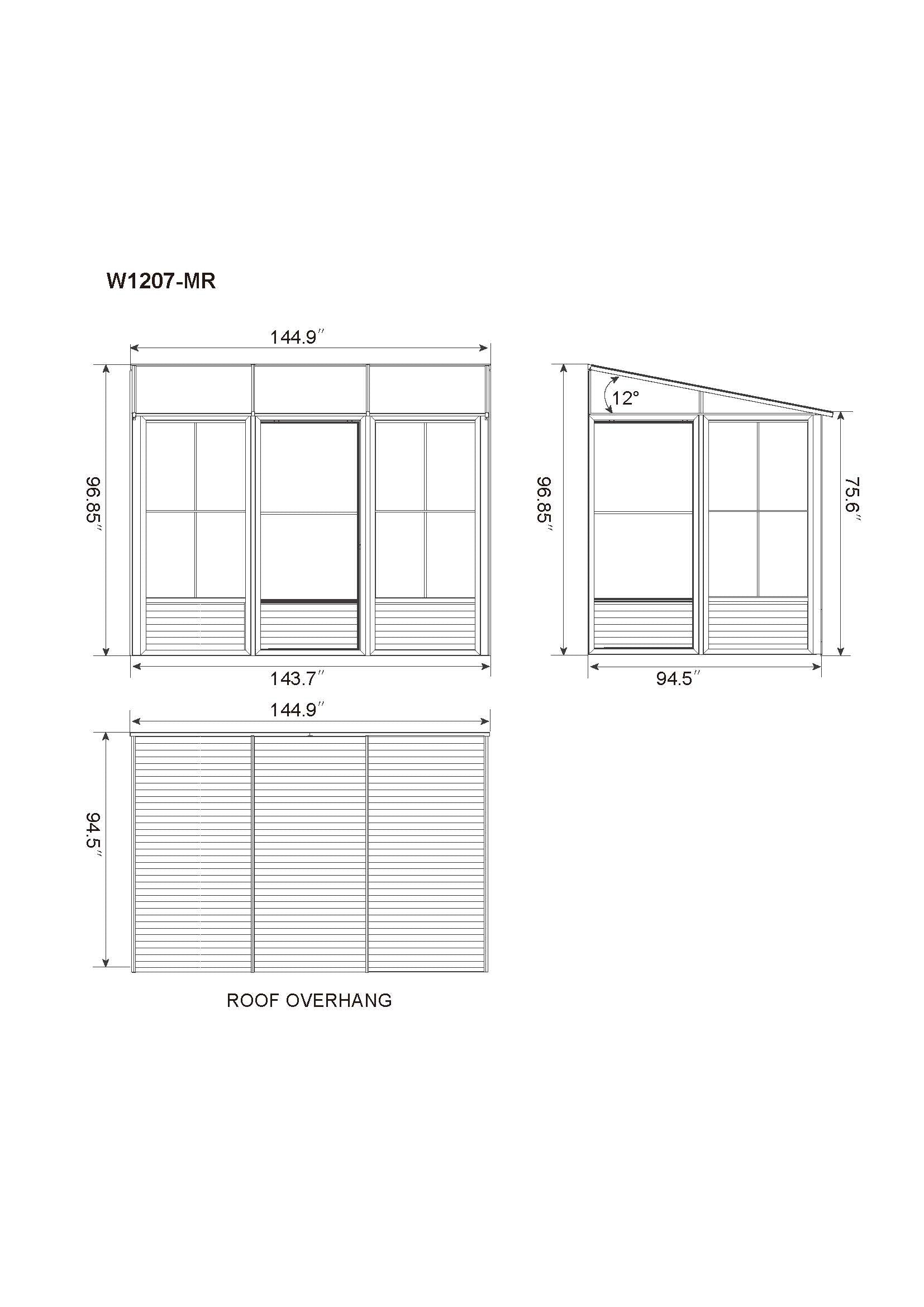 Gazebo Penguin Florence Wall-Mounted Solarium 8' x 12' Metal Roof