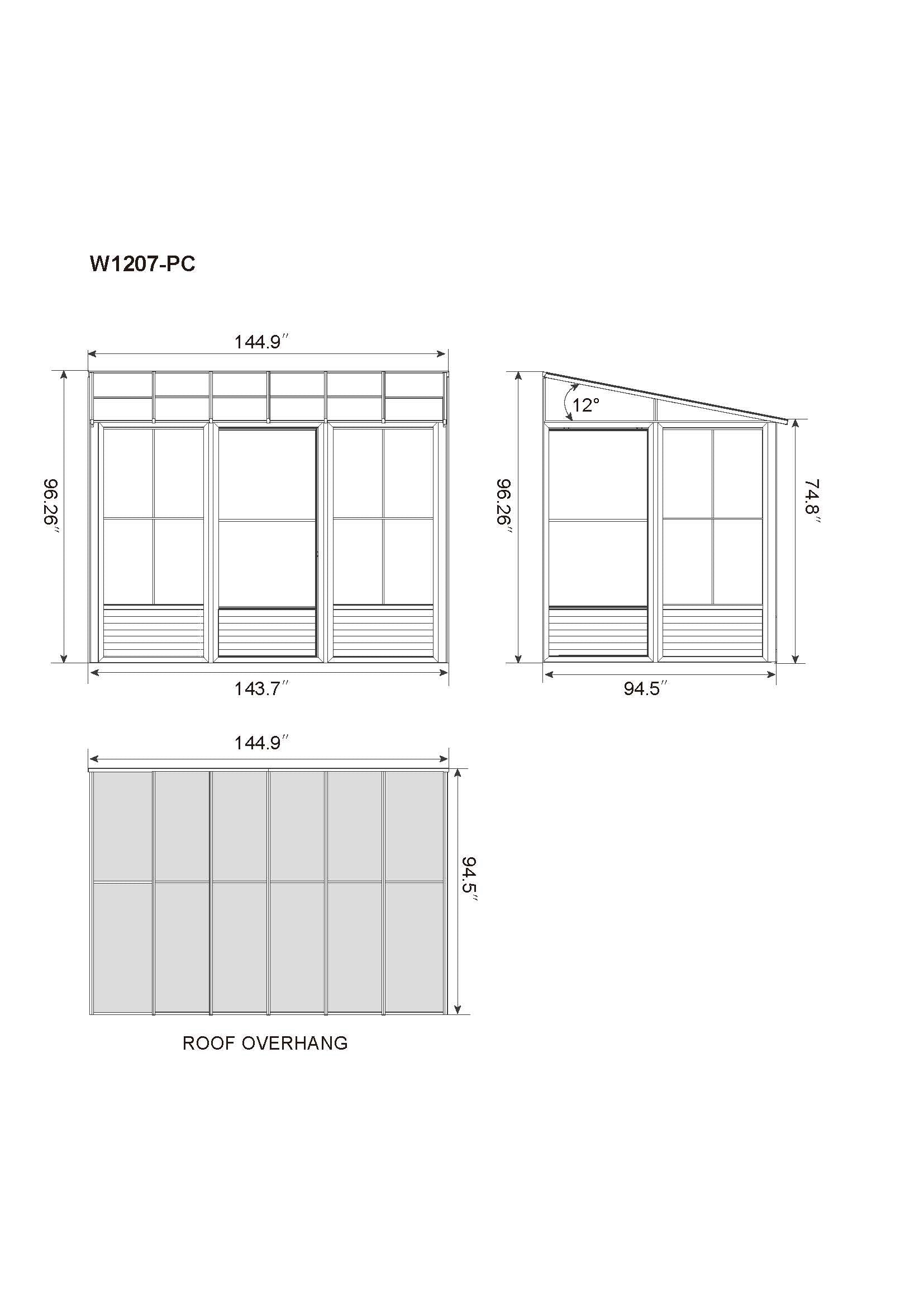 Gazebo Penguin Florence Wall-Mounted Solarium 8' x 12' Polycarbonate Roof