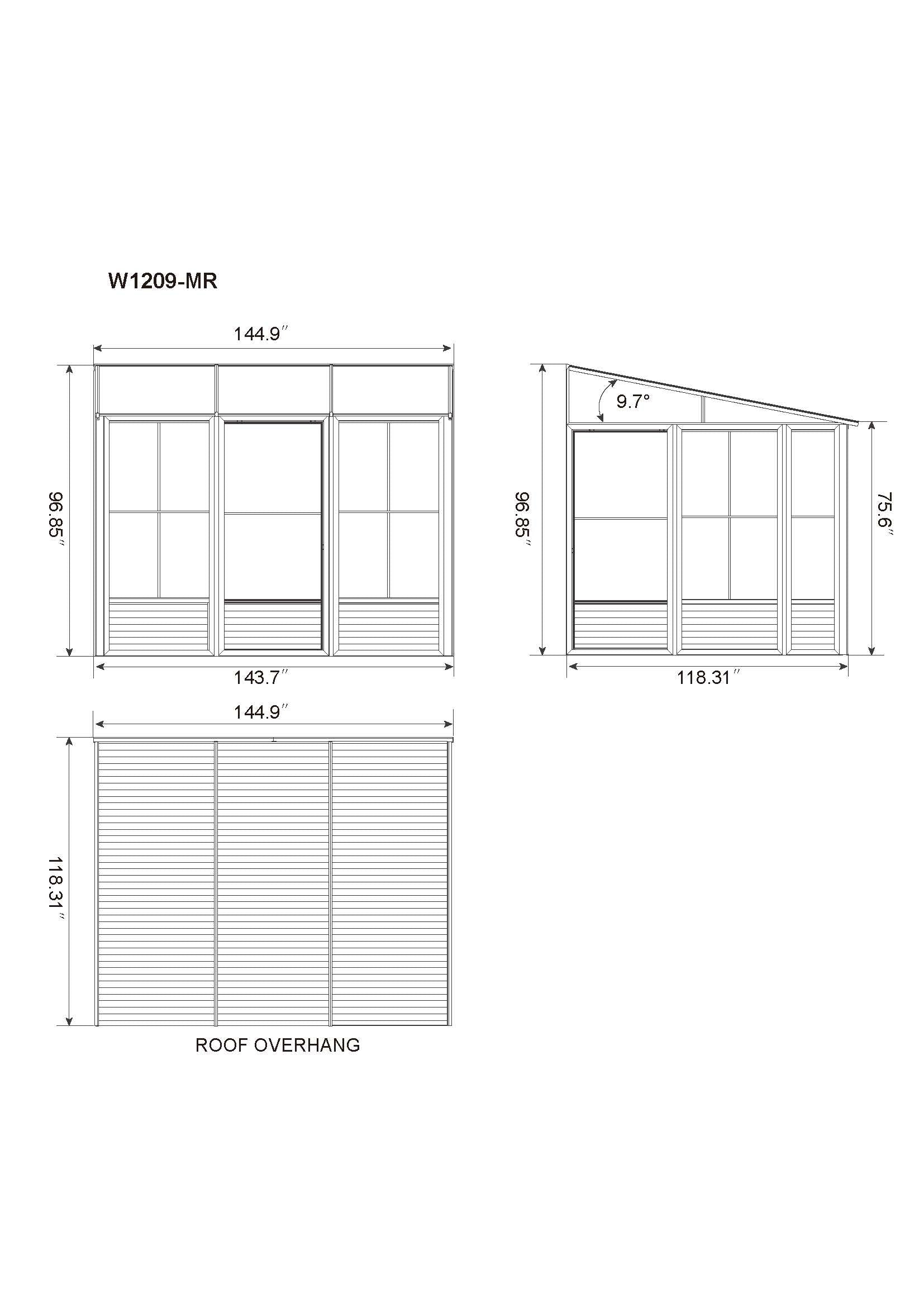 Gazebo Penguin Florence Wall-Mounted Solarium 10' x 12' Metal Roof