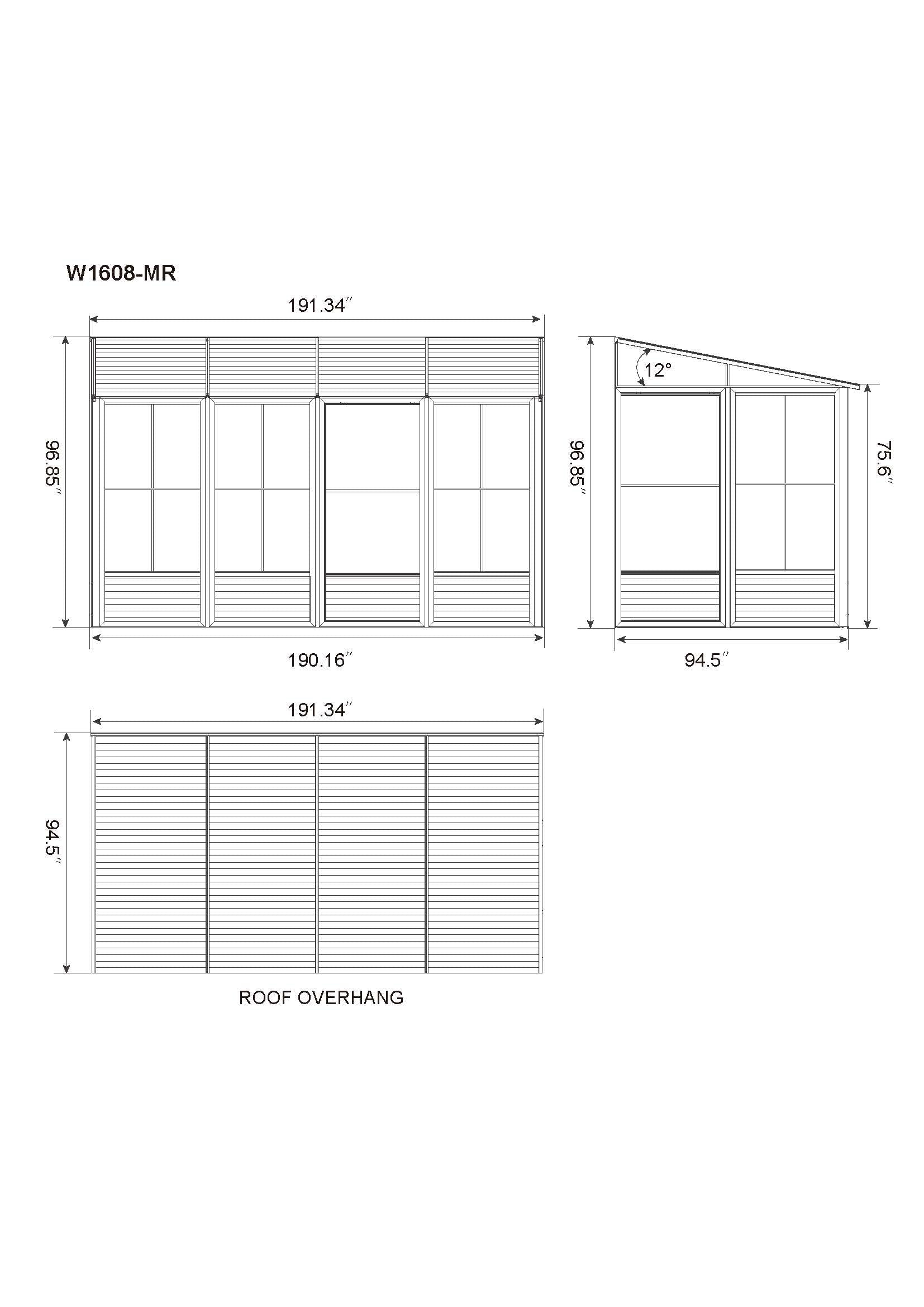 Gazebo Penguin Florence Wall-Mounted Solarium 8' x 16' Metal Roof