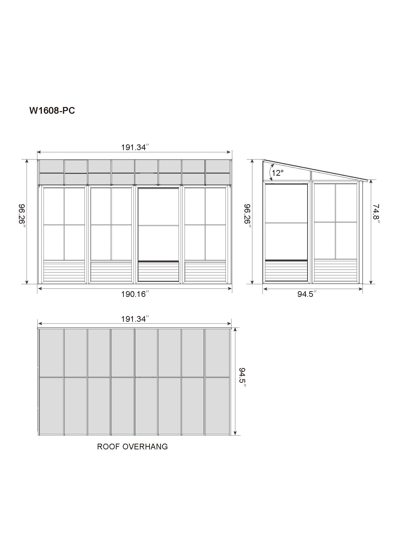 Gazebo Penguin Florence Wall-Mounted Solarium 10' x 12' Polycarbonate Roof