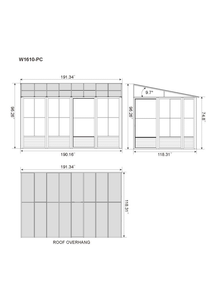 Gazebo Penguin Florence Wall-Mounted Solarium 10' x 16' Polycarbonate Roof