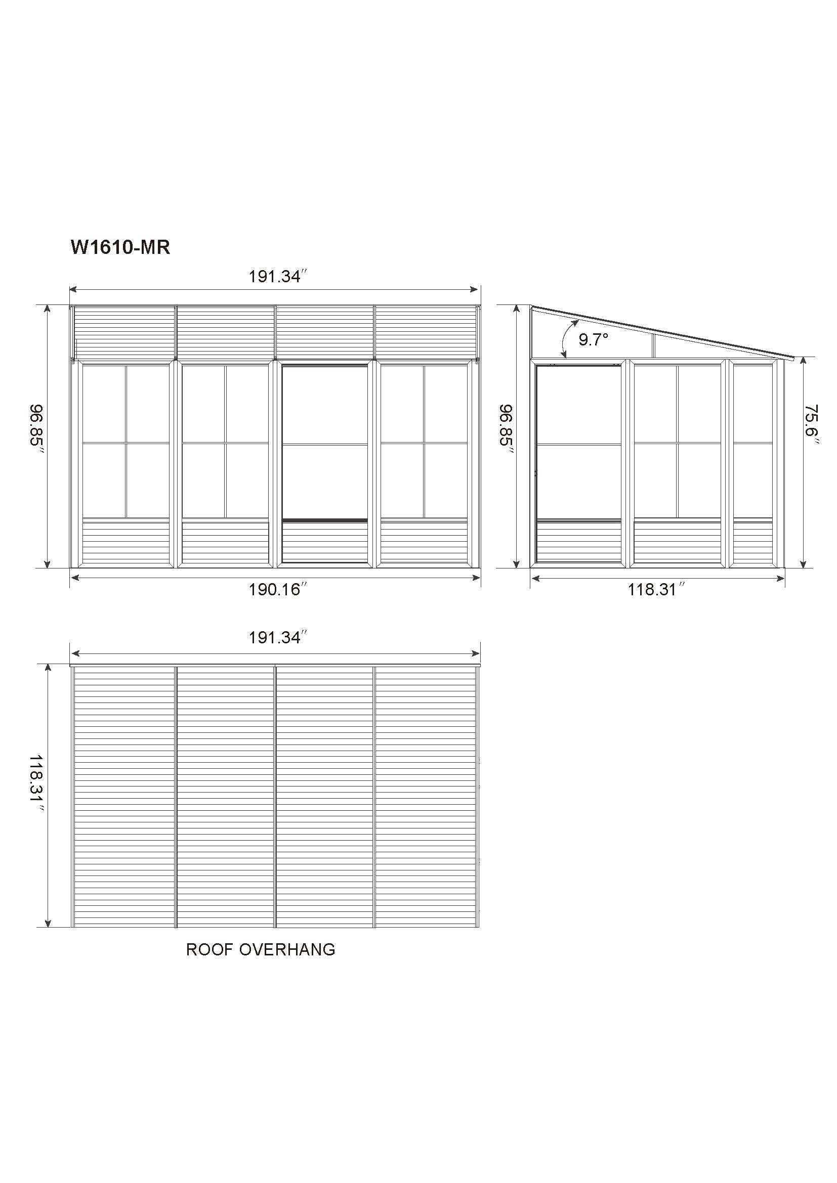 Gazebo Penguin Florence Wall-Mounted Solarium 10' x 16' Metal Roof